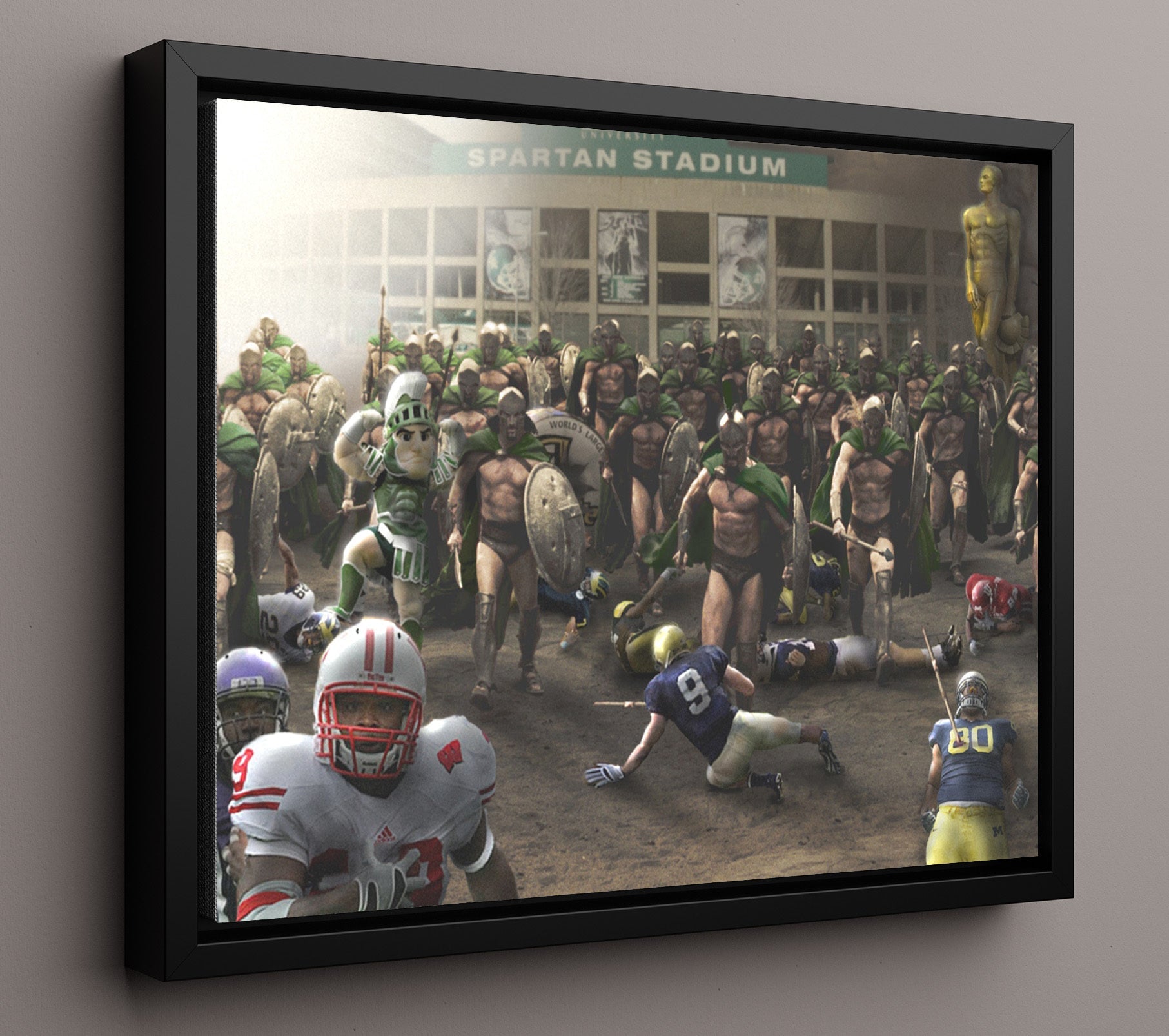 Michigan State - Spartan Stadium Charge 8x10 Framed Canvas college football wall art