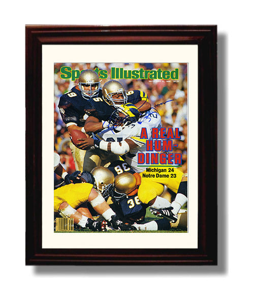 Michigan vs Notre Dame Football Goal Line Collision Classic Rivalry Clash 1986 SI College 8x10 Beveled Frame wall art print – College Football decor