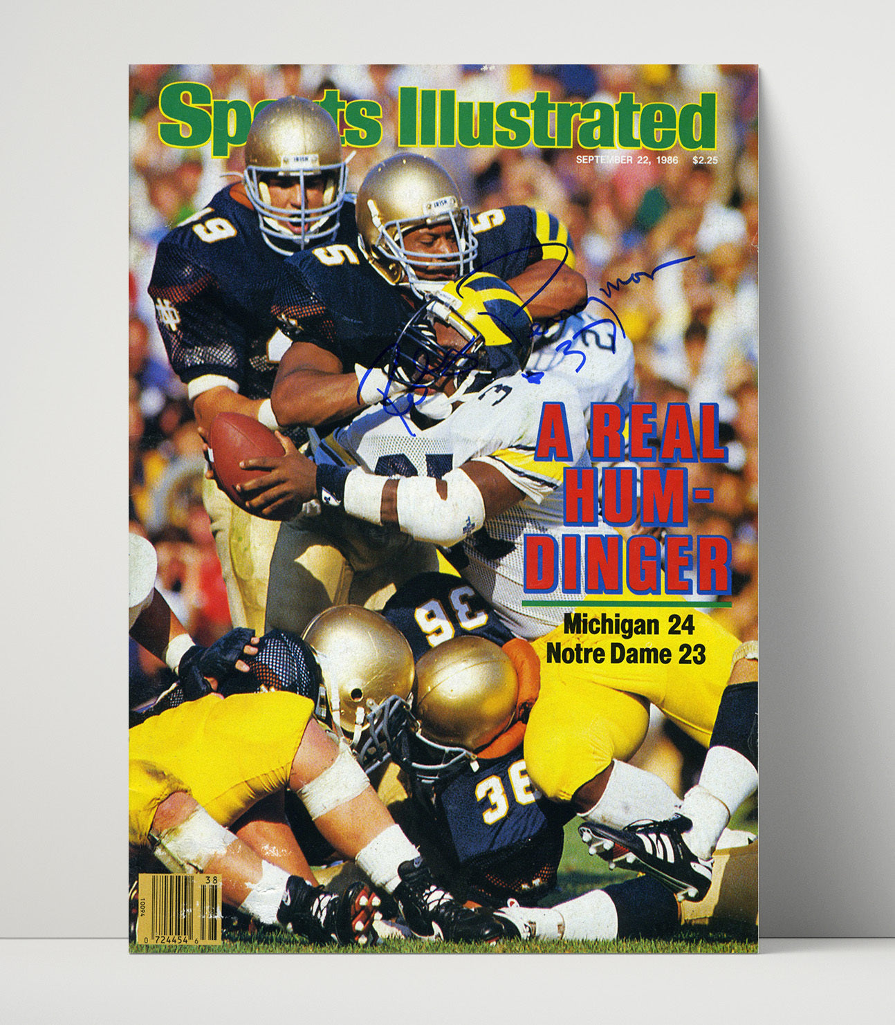 Michigan vs Notre Dame Football Goal Line Collision Classic Rivalry Clash 1986 SI College 16x20 Unframed Print wall art print – College Football decor