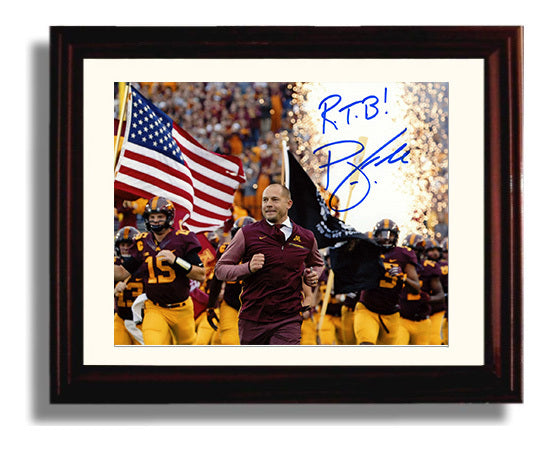 Minnesota Football PJ Fleck Row the Boat Entrance College Football Wall Art 8x10 Beveled Frame wall art print – College Football decor