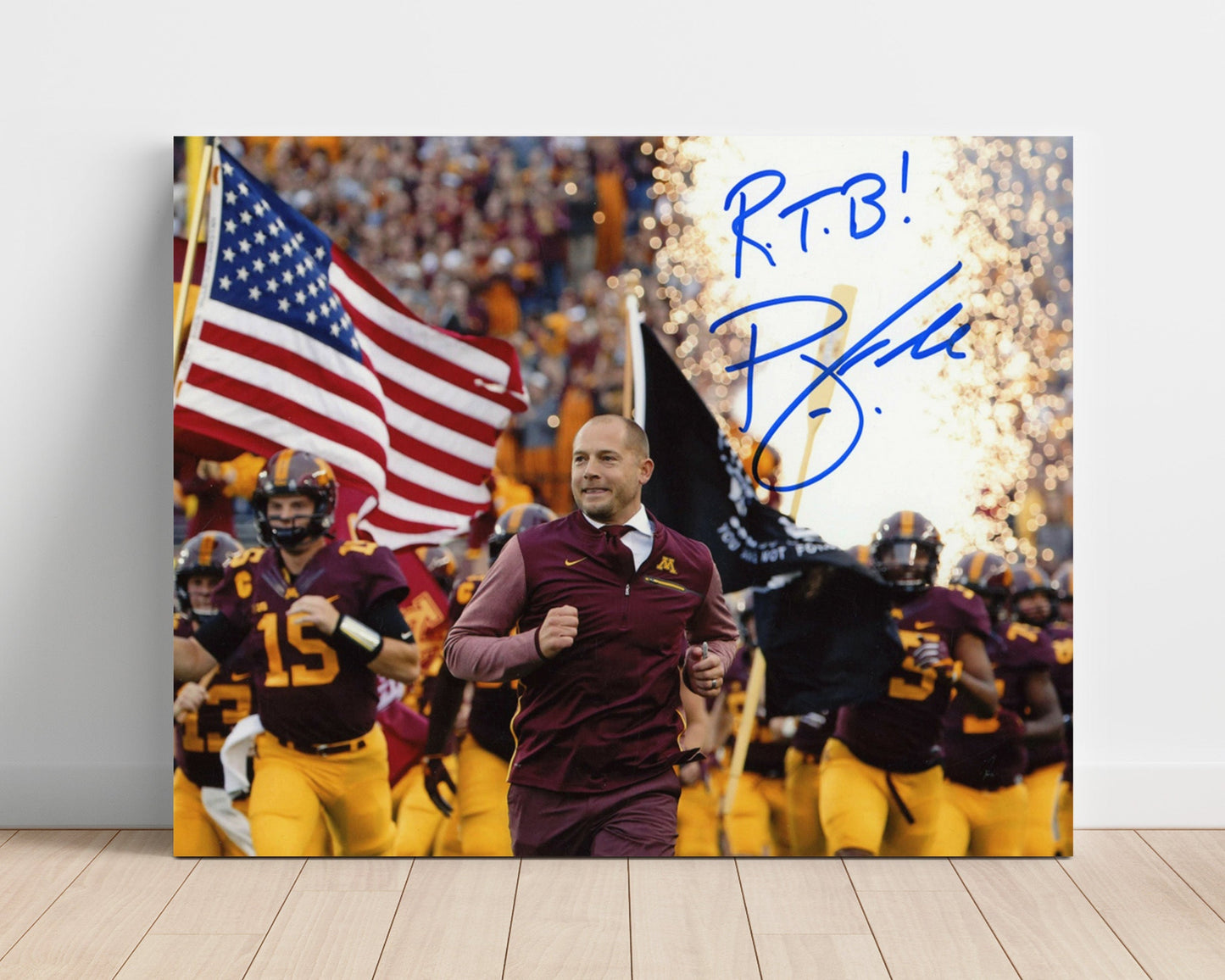 Minnesota Football - PJ Fleck Row the Boat Entrance 8x10 Unframed Print college football wall art