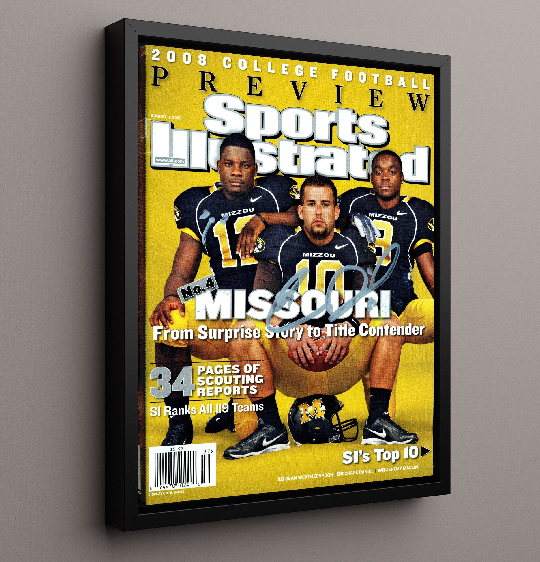 Missouri Chase Daniel SI Cover Title Contender 2008 College Football Wall Art 16x20 Framed Canvas wall art print – College Football decor