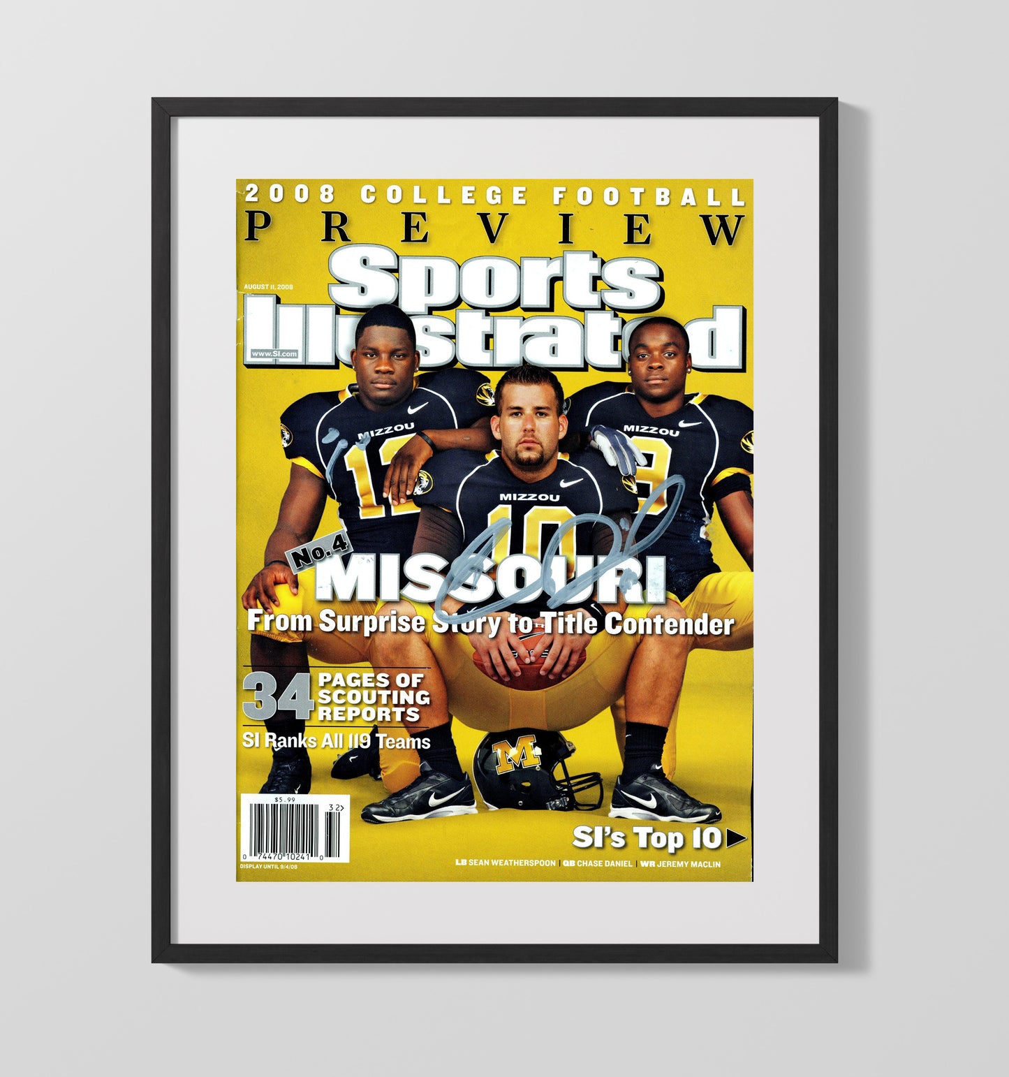 Missouri Chase Daniel SI Cover Title Contender 2008 College Football Wall Art 16x20 Gallery Frame wall art print – College Football decor