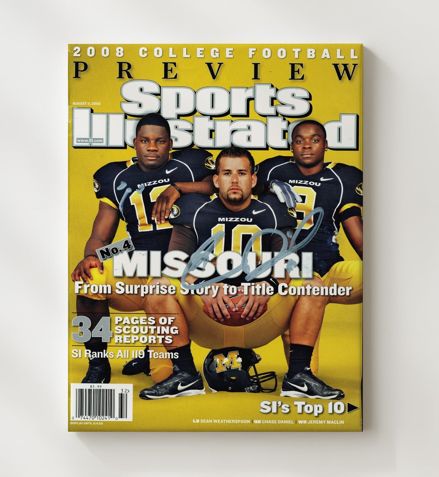 Missouri - Chase Daniel SI Cover Title Contender 2008 8x10 Canvas college football wall art