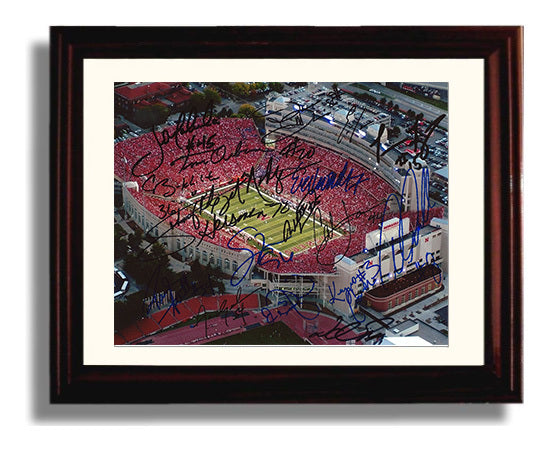 Nebraska Football Memorial Stadium Sea of Red Aerial College Football Wall Art 8x10 Beveled Frame wall art print – College Football decor