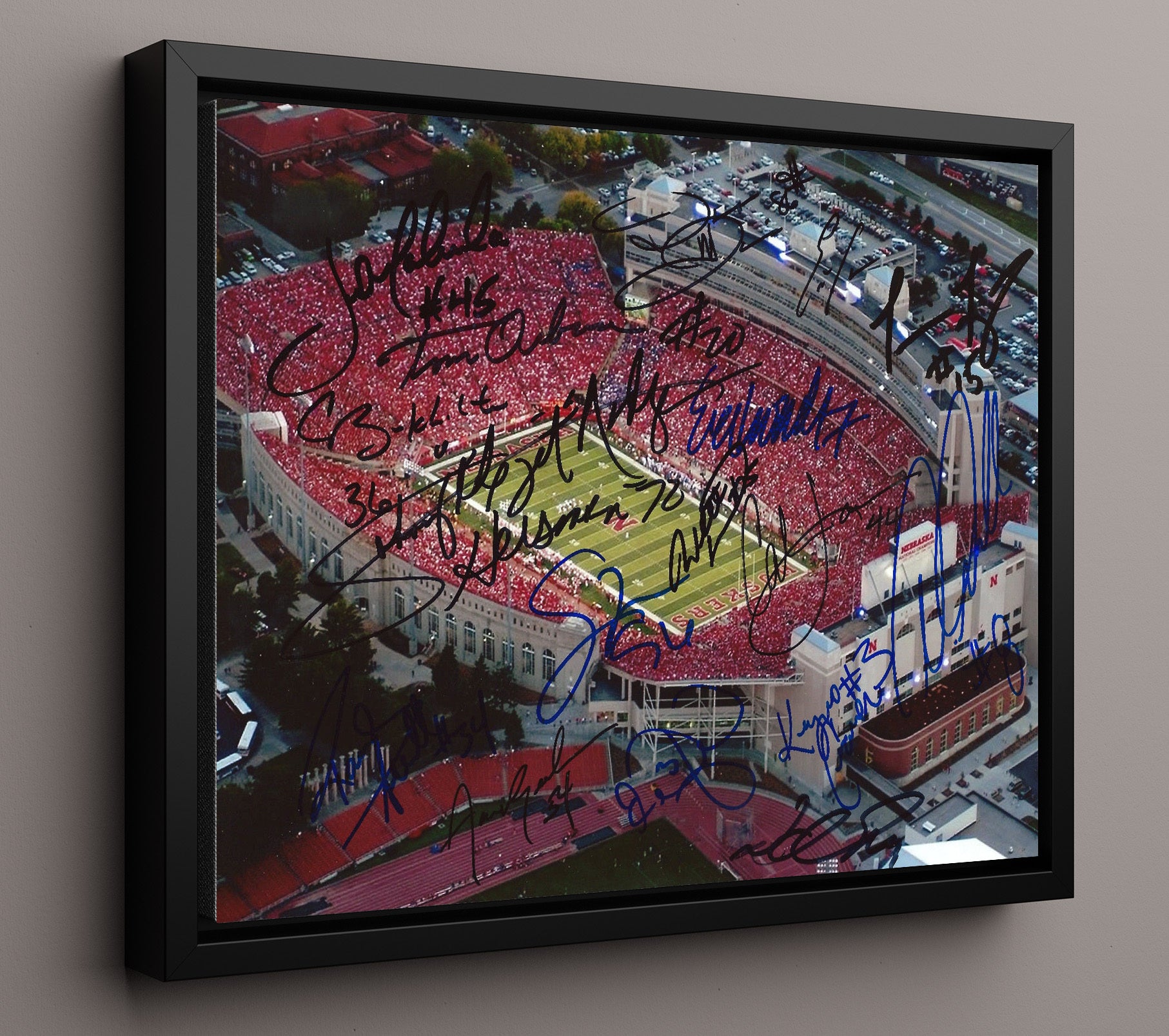 Nebraska Football - Memorial Stadium Sea of Red Aerial 8x10 Framed Canvas college football wall art