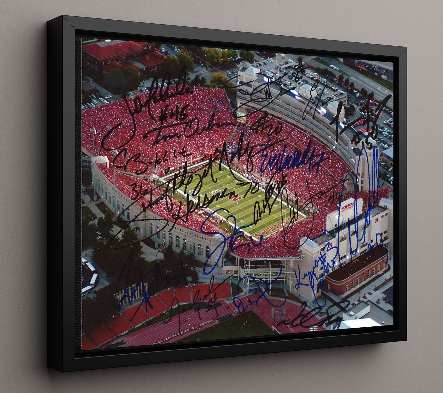 Nebraska Football - Memorial Stadium Sea of Red Aerial 8x10 Framed Canvas college football wall art