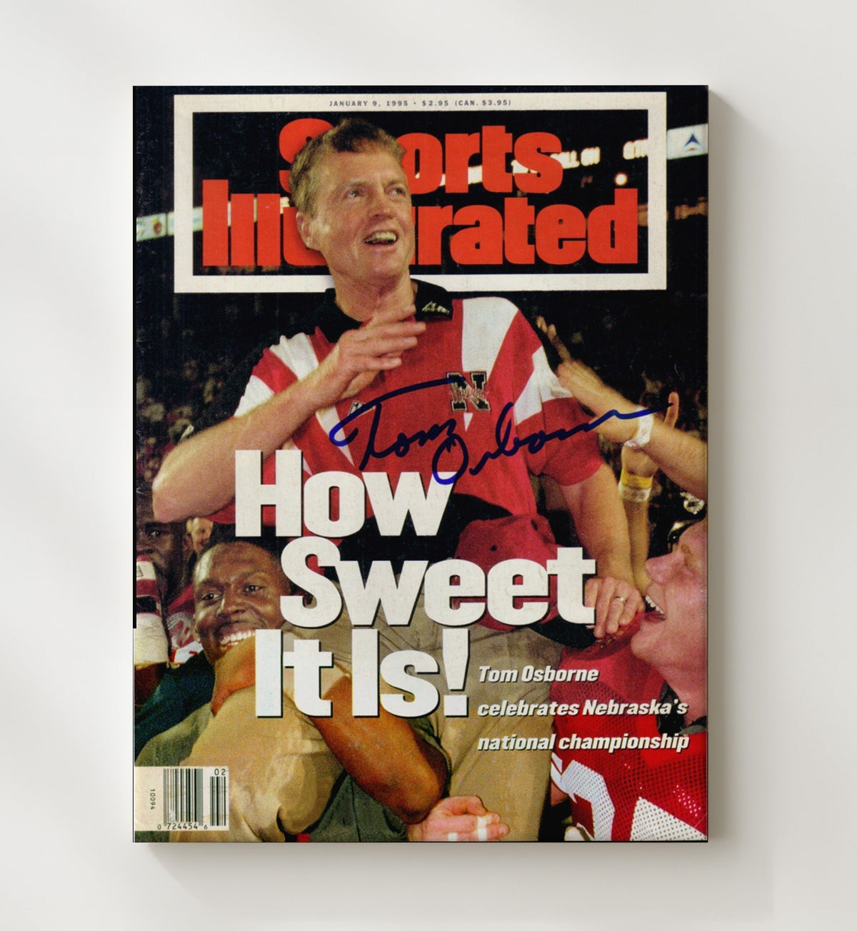 Nebraska Football - Tom Osborne How Sweet It Is SI Cover 1995 8x10 Canvas college football wall art