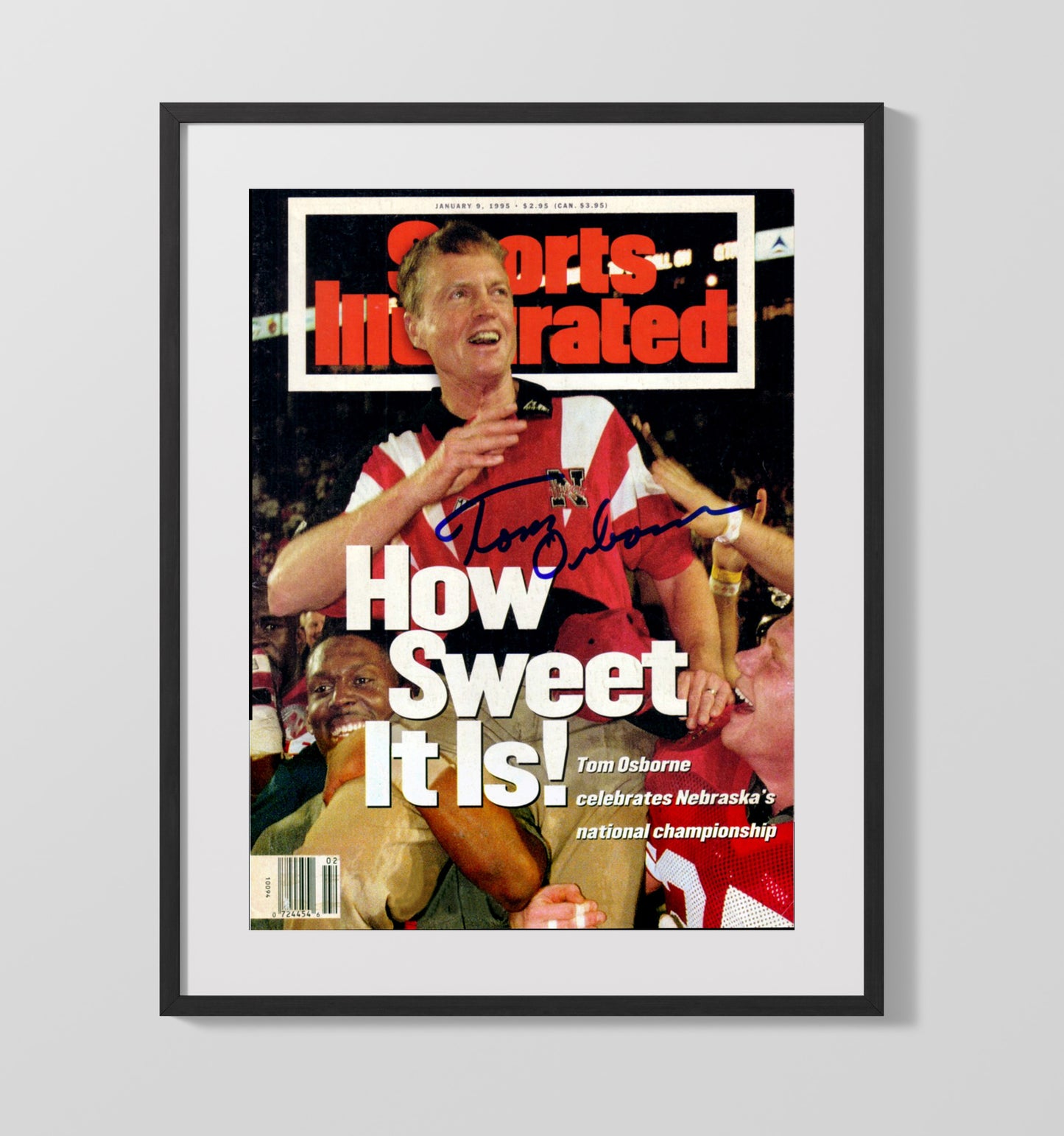 Nebraska Football Tom Osborne How Sweet It Is SI Cover 1995 College Football Wall Art 16x20 Gallery Frame wall art print – College Football decor