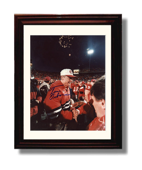 Nebraska Football Tom Osborne Sideline Championship Handshake College Football Wall Art 8x10 Beveled Frame wall art print – College Football decor