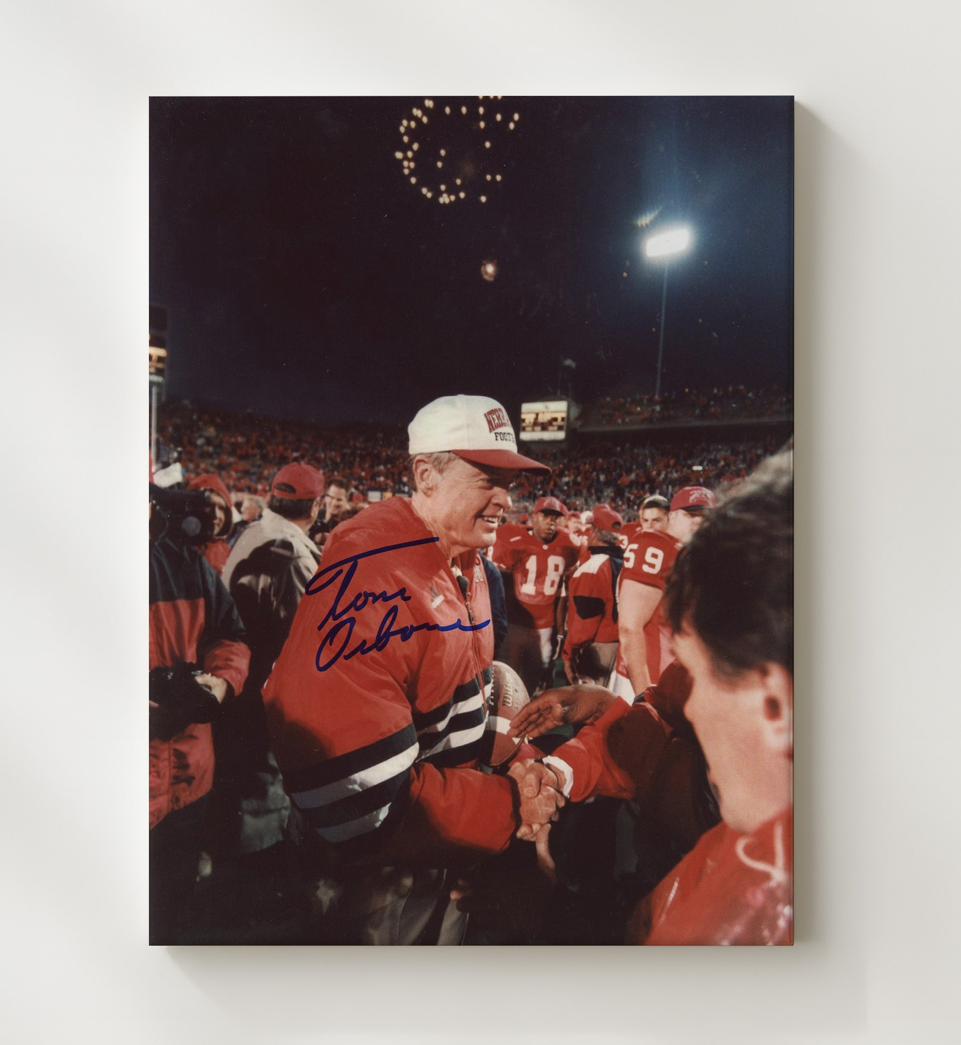 Nebraska Football - Tom Osborne Sideline Championship Handshake 8x10 Canvas college football wall art