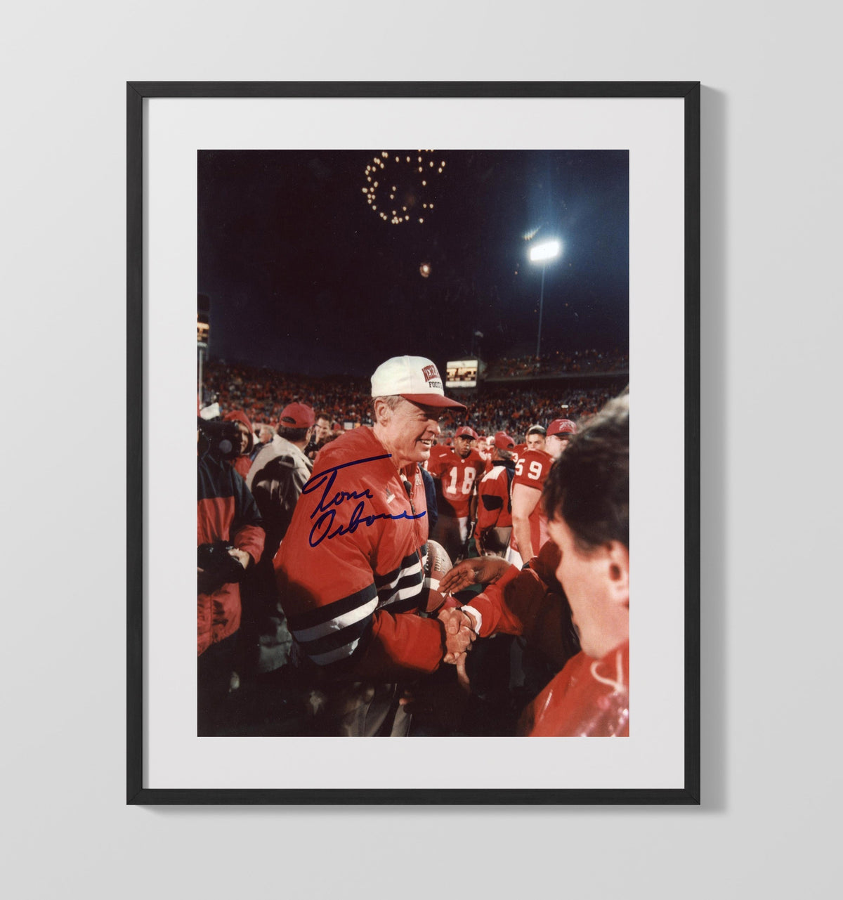 Nebraska Football - Tom Osborne Sideline Championship Handshake 8x10 Gallery Frame college football wall art