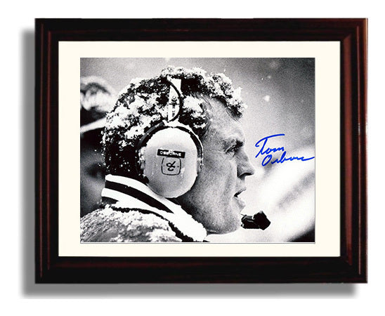 Nebraska Football Tom Osborne Snowy Sideline Coaching College Football Wall Art 8x10 Beveled Frame wall art print – College Football decor