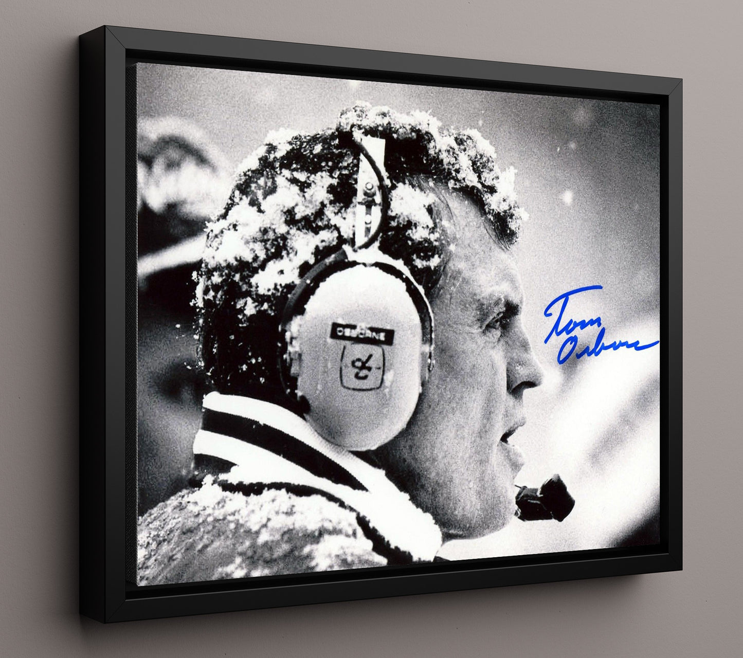 Nebraska Football - Tom Osborne Snowy Sideline Coaching 8x10 Framed Canvas college football wall art