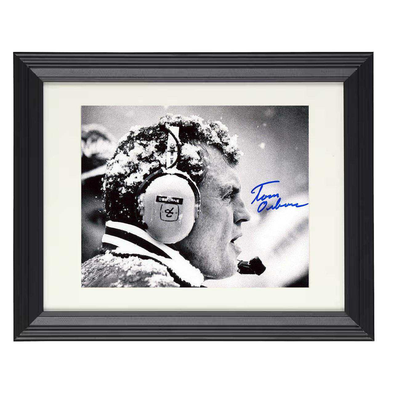 Nebraska Football Tom Osborne Snowy Sideline Coaching 8x10 black beveled frame college football wall art