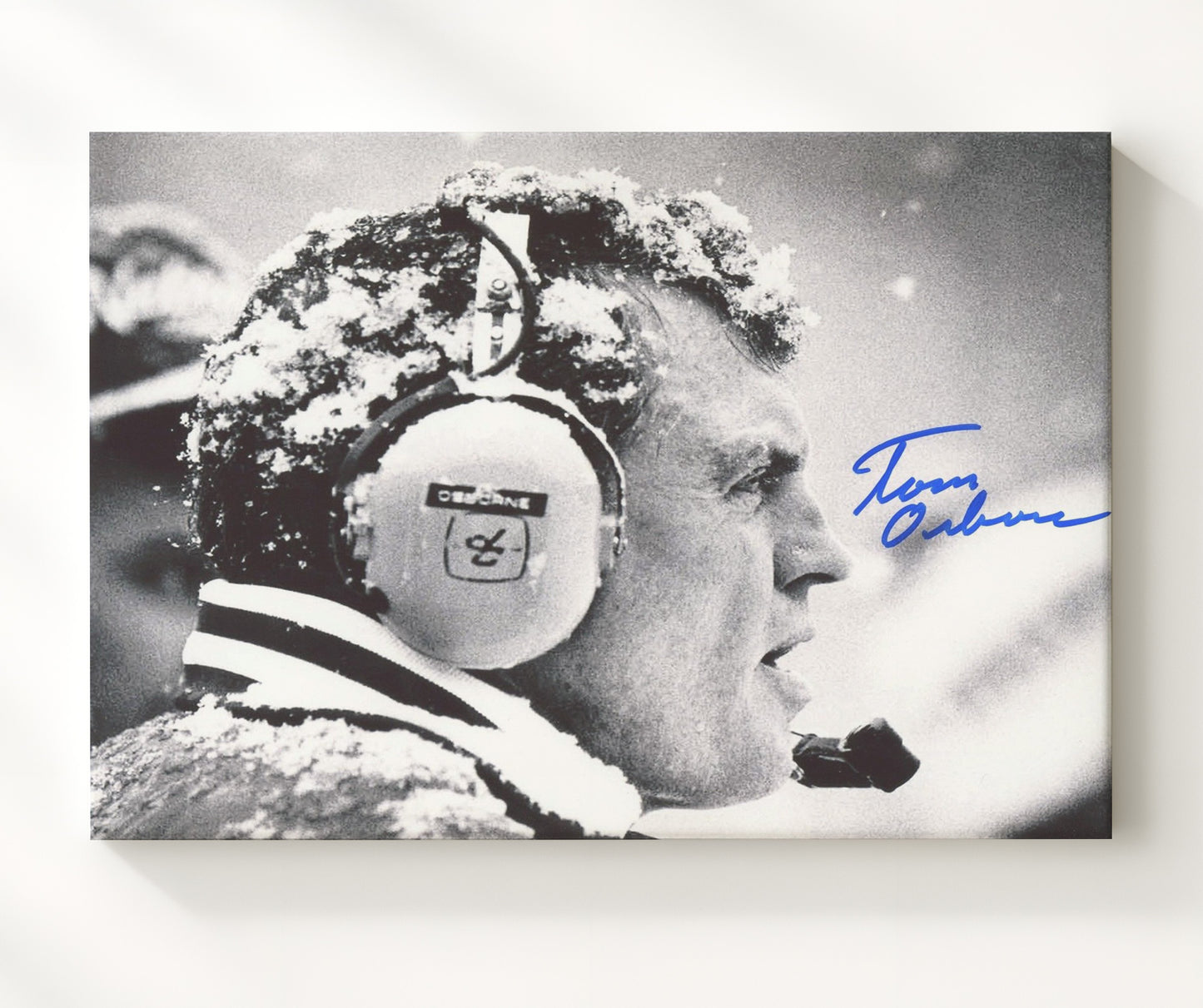 Nebraska Football Tom Osborne Snowy Sideline Coaching College Football Wall Art 20x24 Canvas wall art print – College Football decor