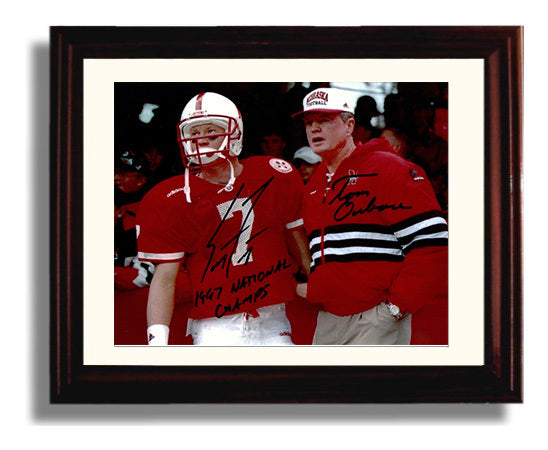 Nebraska Football Tom Osborne and Scott Frost Sideline Duo College Football Wall Art 8x10 Beveled Frame wall art print – College Football decor