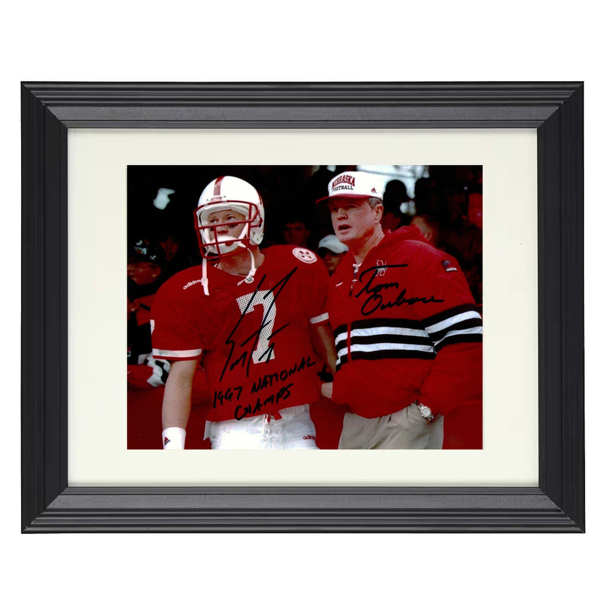 Nebraska Football - Tom Osborne and Scott Frost Sideline Duo 8x10 Beveled Frame college football wall art