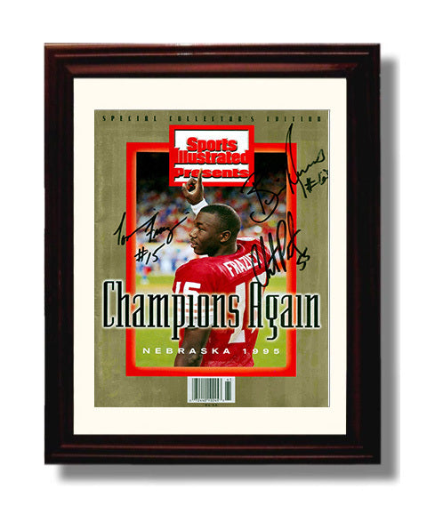 Nebraska Football Tommie Frazier Champions Again SI Cover 1995 College Football Wall Art 8x10 Beveled Frame wall art print – College Football decor