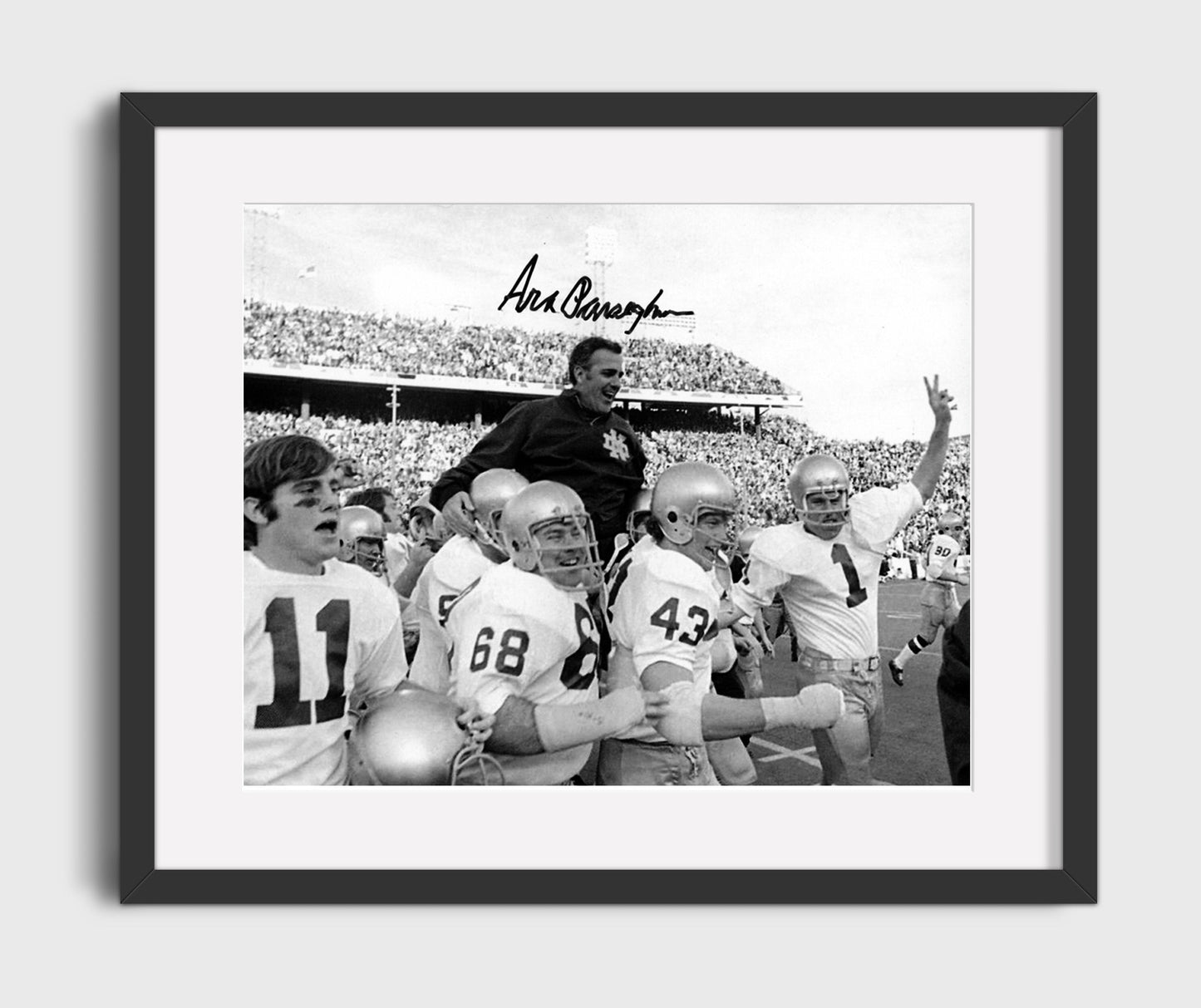 Notre Dame Football - Ara Parseghian Championship Sideline Celebration 8x10 Gallery Frame college football wall art