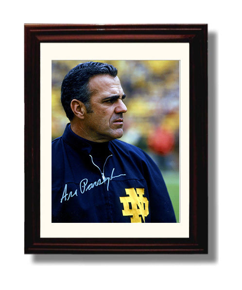 Notre Dame Football Ara Parseghian Sideline Portrait College Football Wall Art 8x10 Beveled Frame wall art print – College Football decor