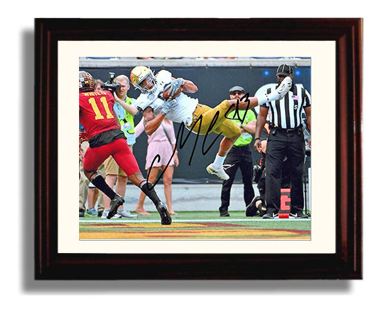 Notre Dame Football - Chase Claypool Leaping Touchdown Catch End Zone Extension 8x10 Beveled Frame college football wall art