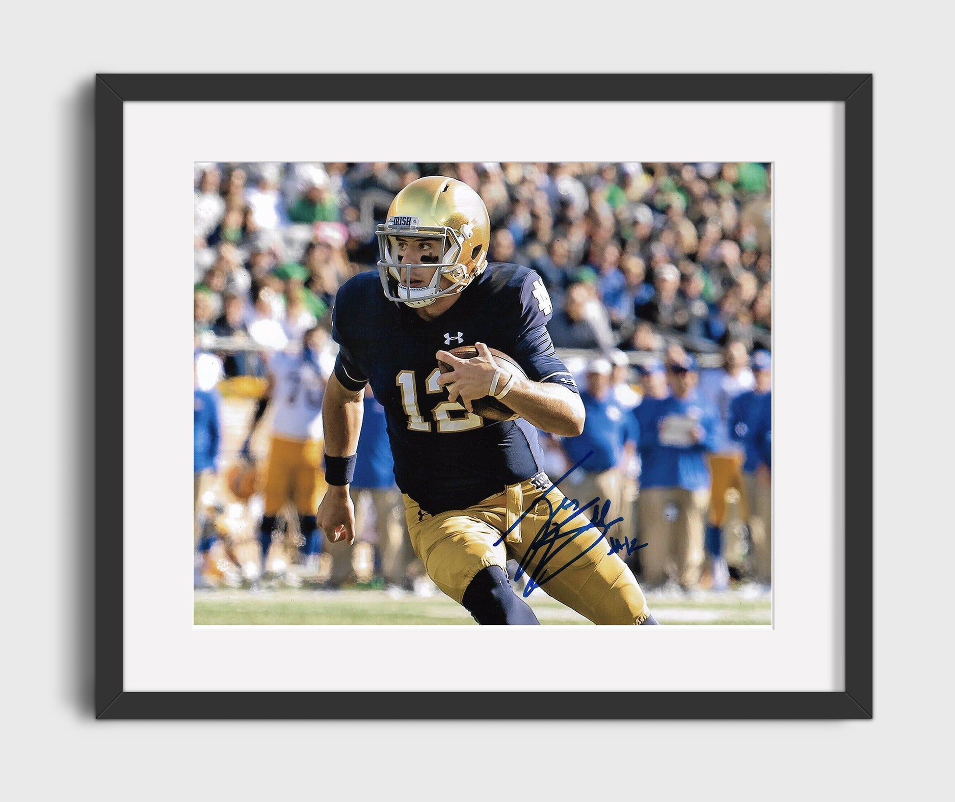 Notre Dame Football Ian Book Scramble Run College Football Wall Art 16x20 Gallery Frame wall art print – College Football decor