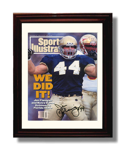 Notre Dame Football Jim Flanigan Upset Victory Celebration vs Florida State 1993 SI College 8x10 Beveled Frame wall art print – College Football decor