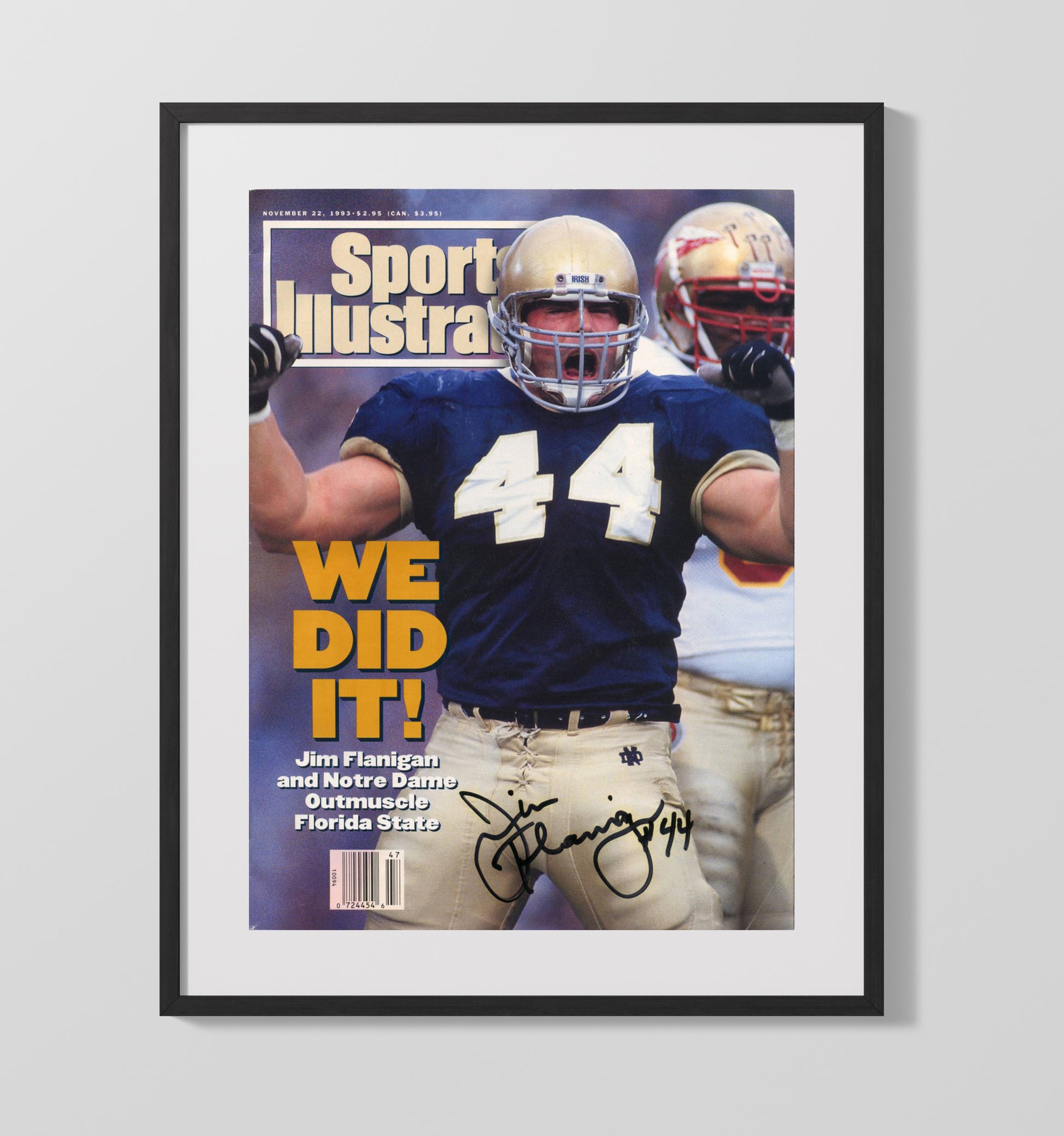 Notre Dame Football Jim Flanigan Upset Victory Celebration vs Florida State 1993 SI College 16x20 Gallery Frame wall art print – College Football decor