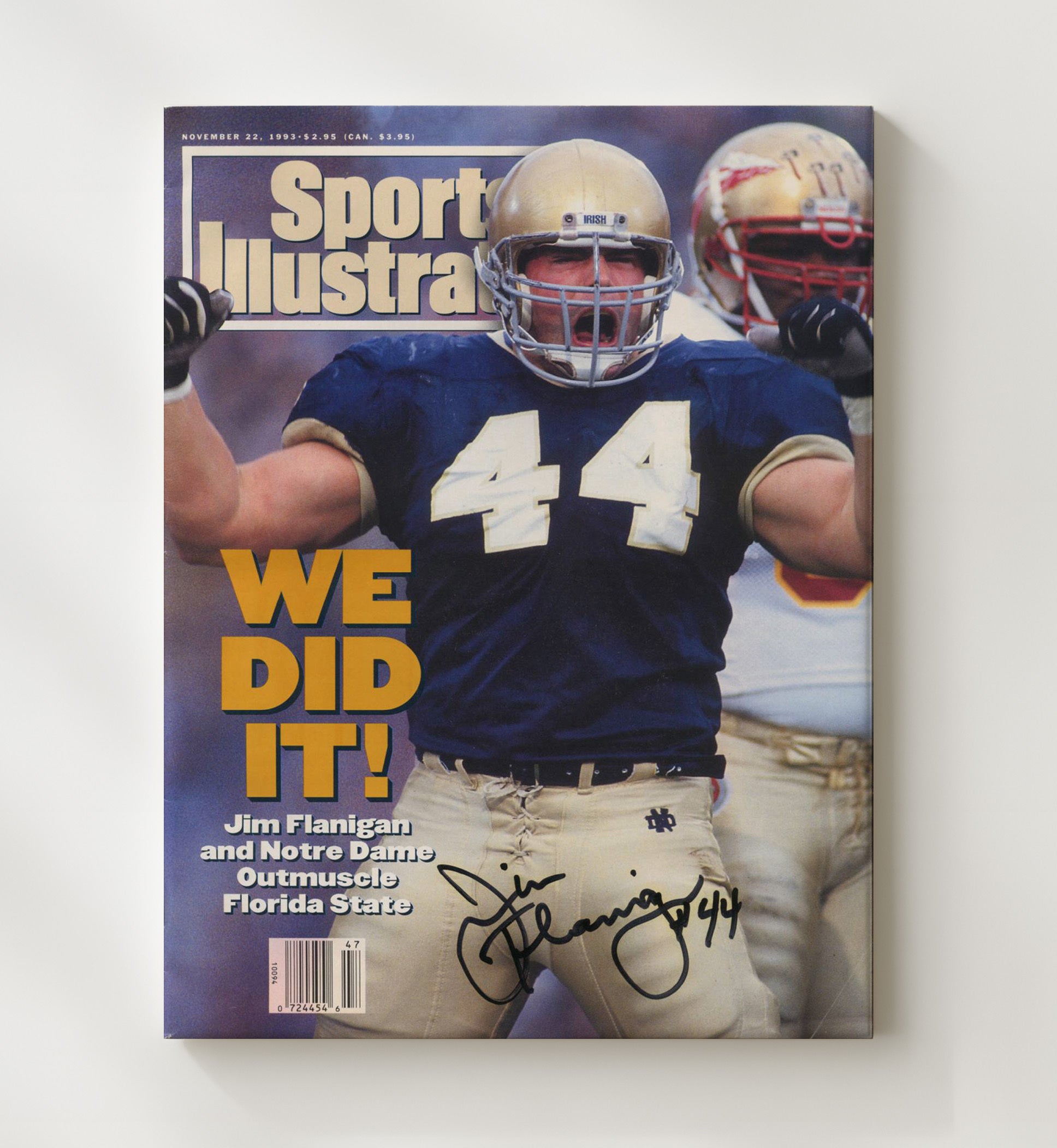 Notre Dame Football - Jim Flanigan Upset Victory Celebration vs Florida State 1993 SI 8x10 Canvas college football wall art