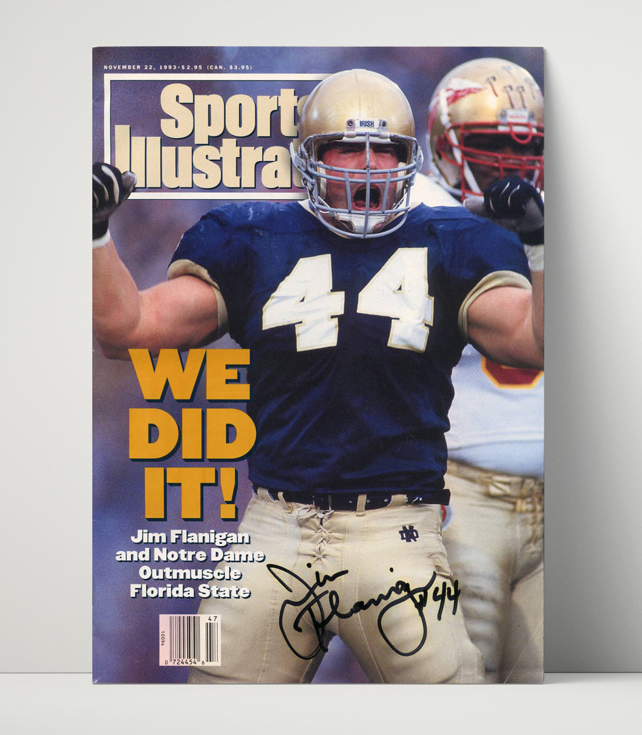 Notre Dame Football Jim Flanigan Upset Victory Celebration vs Florida State 1993 SI College 16x20 Unframed Print wall art print – College Football decor