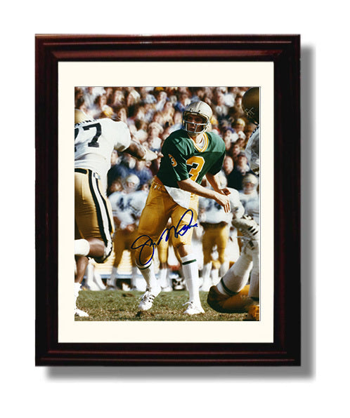 Notre Dame Football Joe Montana Dropback Pass Action College Football Wall Art 8x10 Beveled Frame wall art print – College Football decor