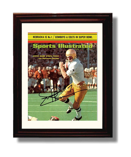 Notre Dame Football Joe Theismann Scoring Run SI Cover 1971 College Football Wall Art 8x10 Beveled Frame wall art print – College Football decor
