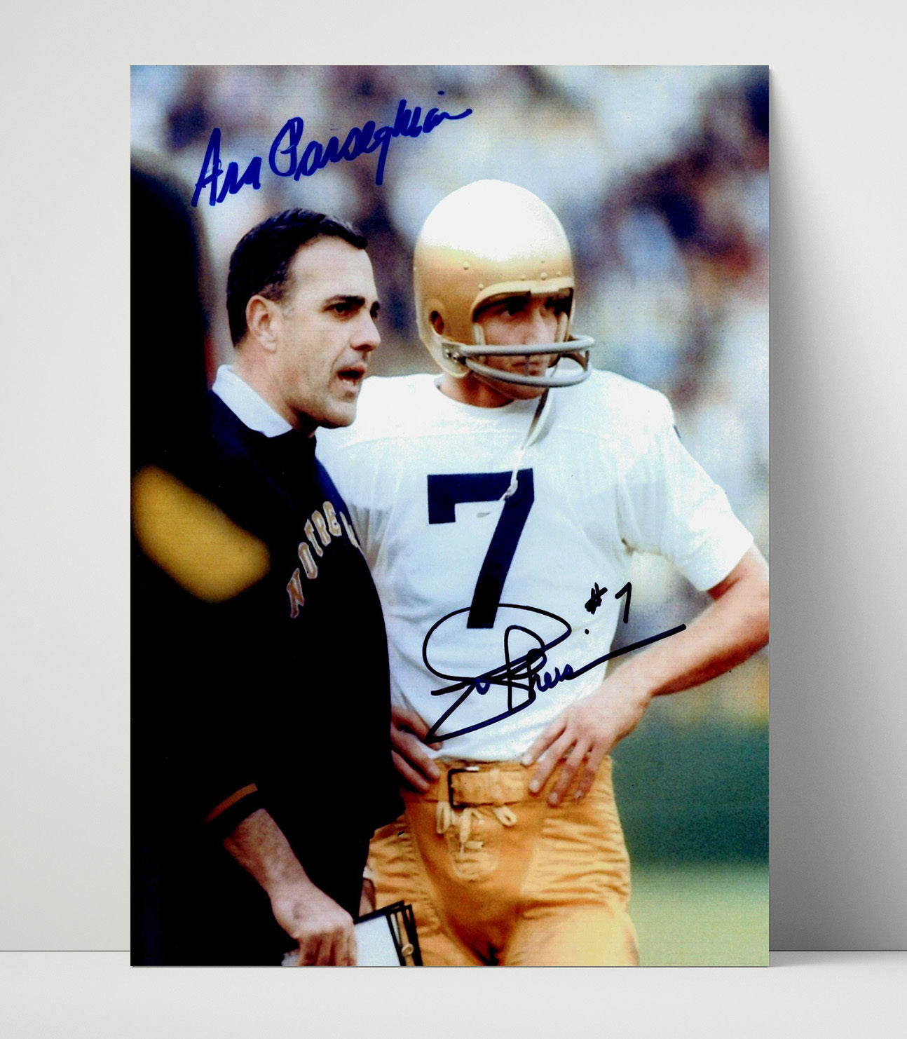 Notre Dame Football Joe Theismann and Ara Parseghian Sideline Moment College Football Wall Art 16x20 Unframed Print wall art print – College Football decor