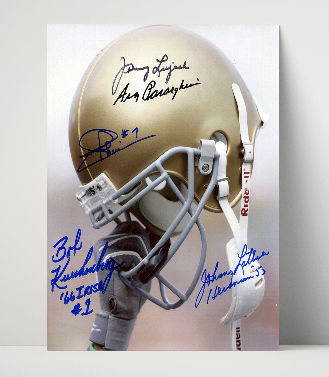 Notre Dame Football Notre Dame Legends Signed Helmet Display College Football Wall Art 16x20 Unframed Print wall art print – College Football decor
