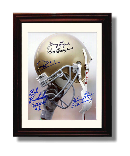 Notre Dame Football Notre Dame Legends Signed Helmet Display College Football Wall Art 8x10 Beveled Frame wall art print – College Football decor