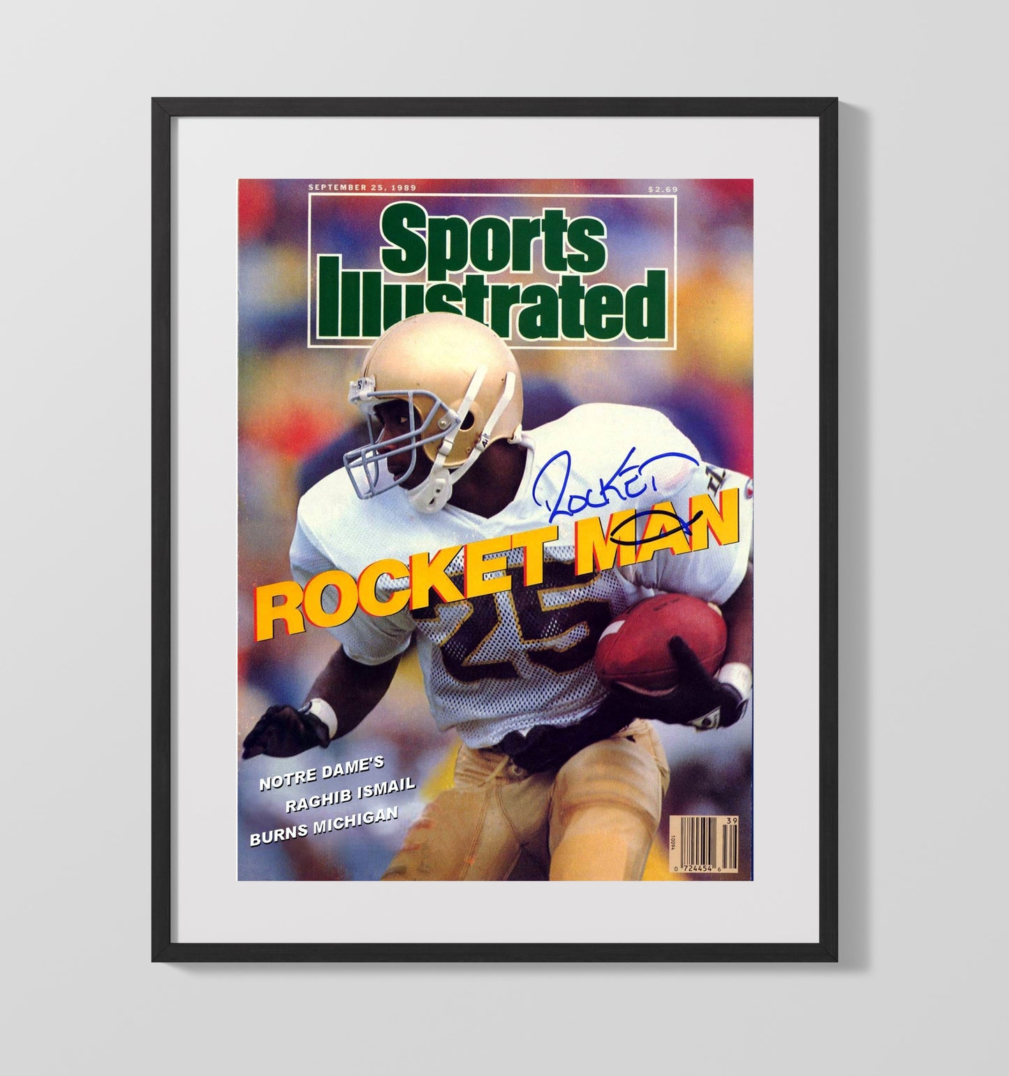 Notre Dame Football Raghib Ismail Breakaway Speed SI Cover 1989 College Football Wall Art 16x20 Gallery Frame wall art print – College Football decor