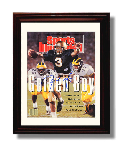 Notre Dame Football Rick Mirer Golden Drive SI Cover 1990 College Football Wall Art 8x10 Beveled Frame wall art print – College Football decor