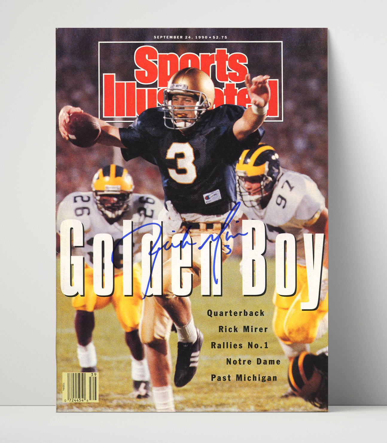 Notre Dame Football Rick Mirer Golden Drive SI Cover 1990 College Football Wall Art 16x20 Unframed Print wall art print – College Football decor