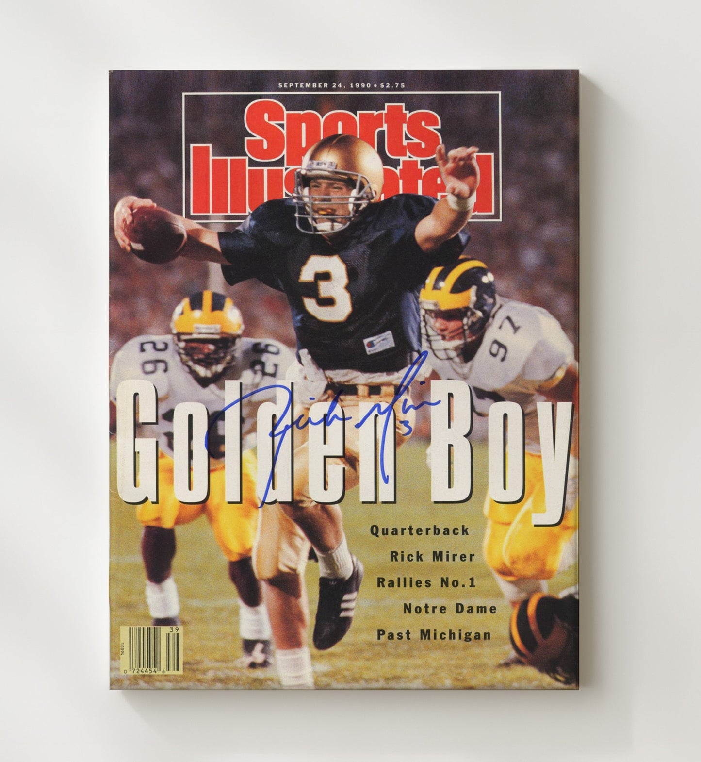Notre Dame Football - Rick Mirer Golden Drive SI Cover 1990 8x10 Canvas college football wall art