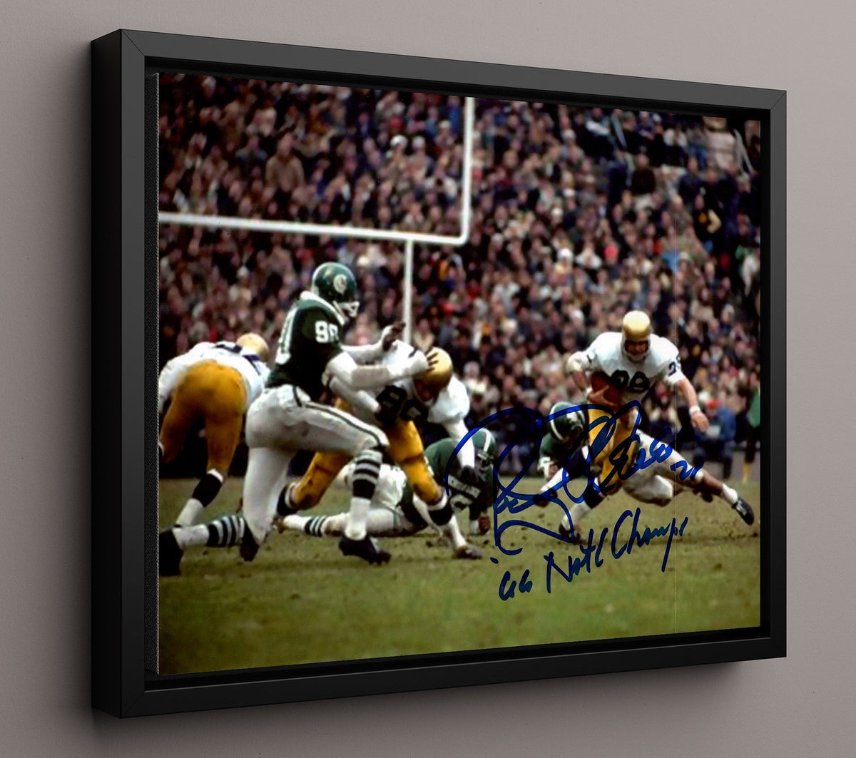 Notre Dame Football - Rocky Blier Champion Run 1966 8x10 Framed Canvas college football wall art