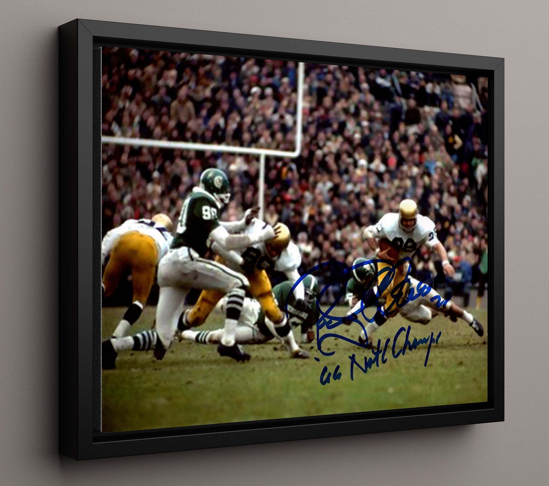 Notre Dame Football - Rocky Blier Champion Run 1966 8x10 Framed Canvas college football wall art
