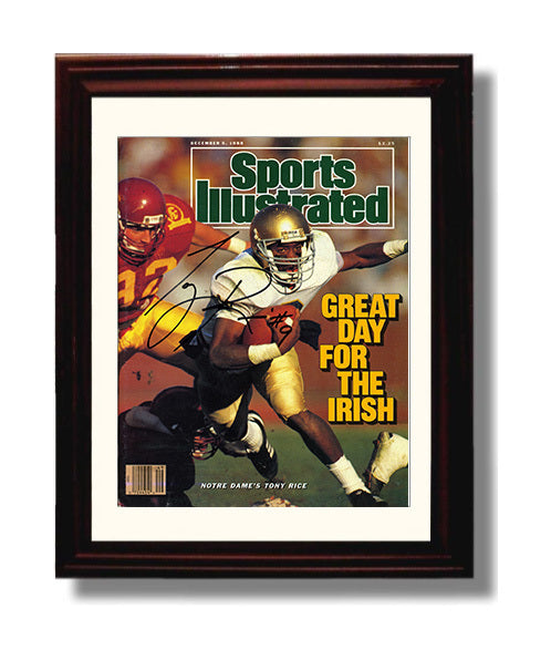 Notre Dame Football Tony Rice Championship Run SI Cover 1988 College Football Wall Art 8x10 Beveled Frame wall art print – College Football decor