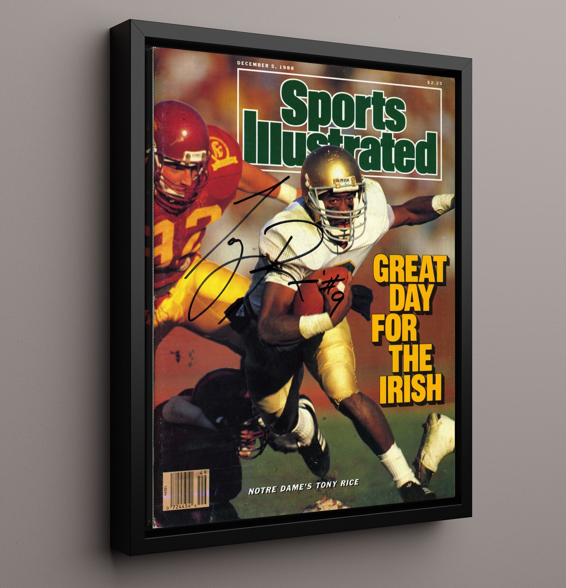 Notre Dame Football Tony Rice Championship Run SI Cover 1988 College Football Wall Art 16x20 Framed Canvas wall art print – College Football decor
