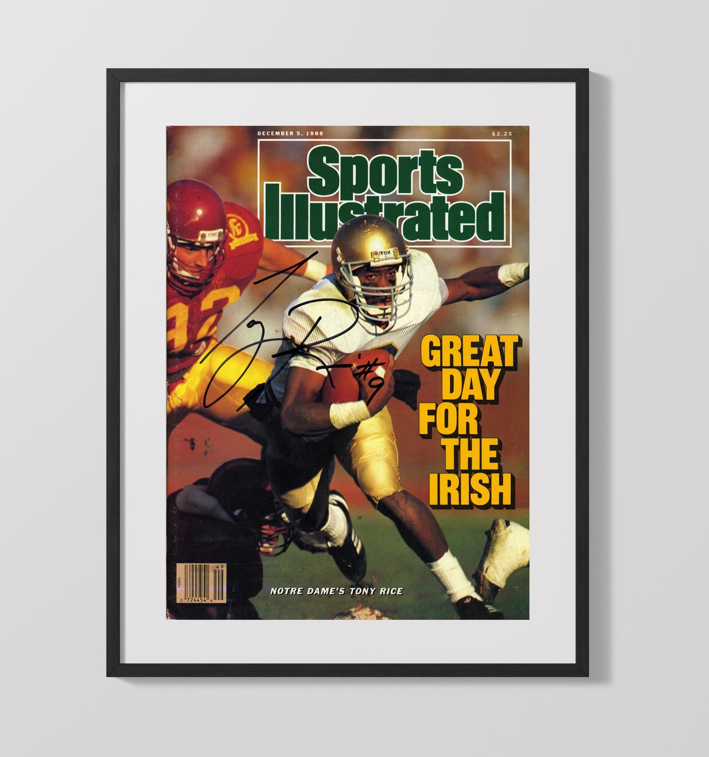 Notre Dame Football Tony Rice Championship Run SI Cover 1988 College Football Wall Art 16x20 Gallery Frame wall art print – College Football decor
