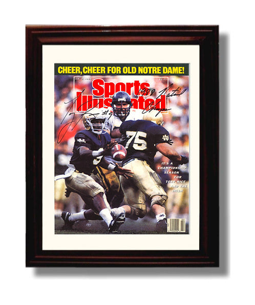 Notre Dame Football Tony Rice Title Command SI Cover 1989 College Football Wall Art 8x10 Beveled Frame wall art print – College Football decor