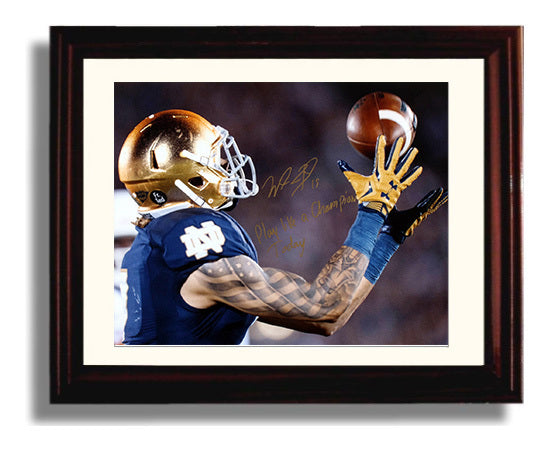 Notre Dame Football Will Fuller Deep Ball Precision Catch College Football Wall Art 8x10 Beveled Frame wall art print – College Football decor