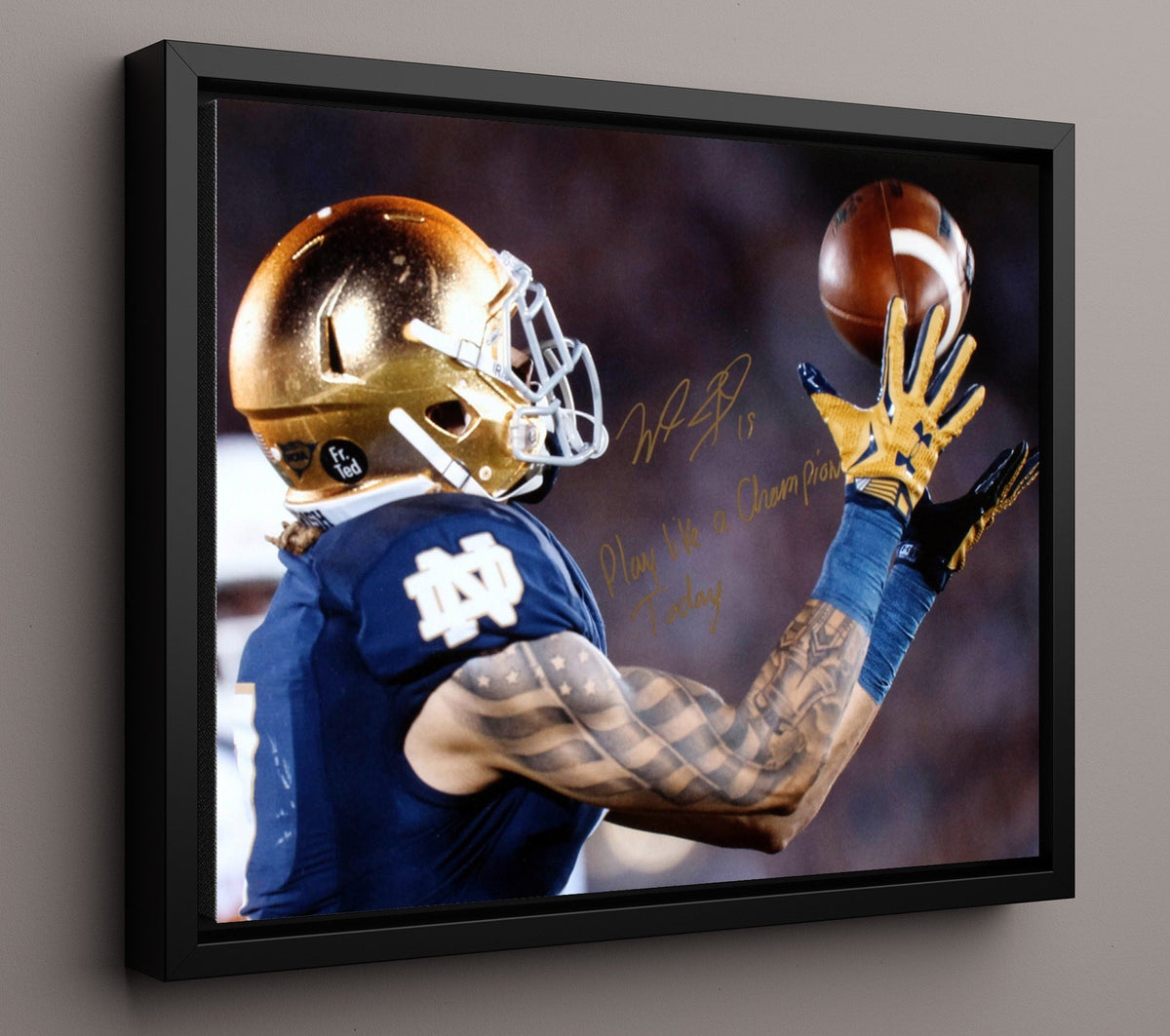 Notre Dame Football - Will Fuller Deep Ball Precision Catch 8x10 Framed Canvas college football wall art