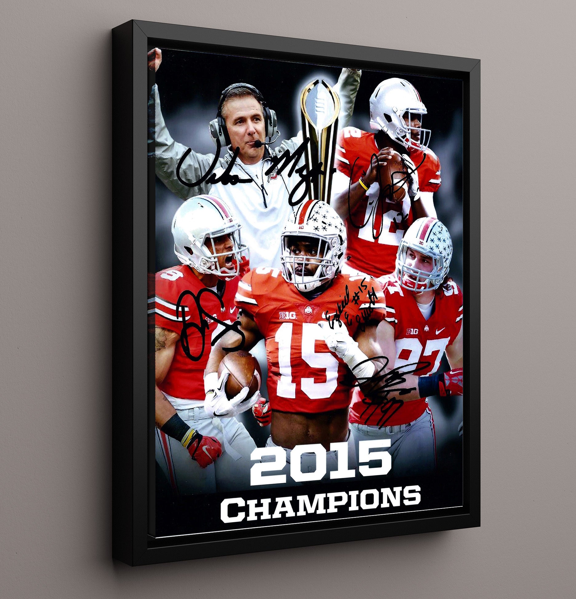 Ohio State Football 2015 Championship Core College Football Wall Art 16x20 Framed Canvas wall art print – College Football decor