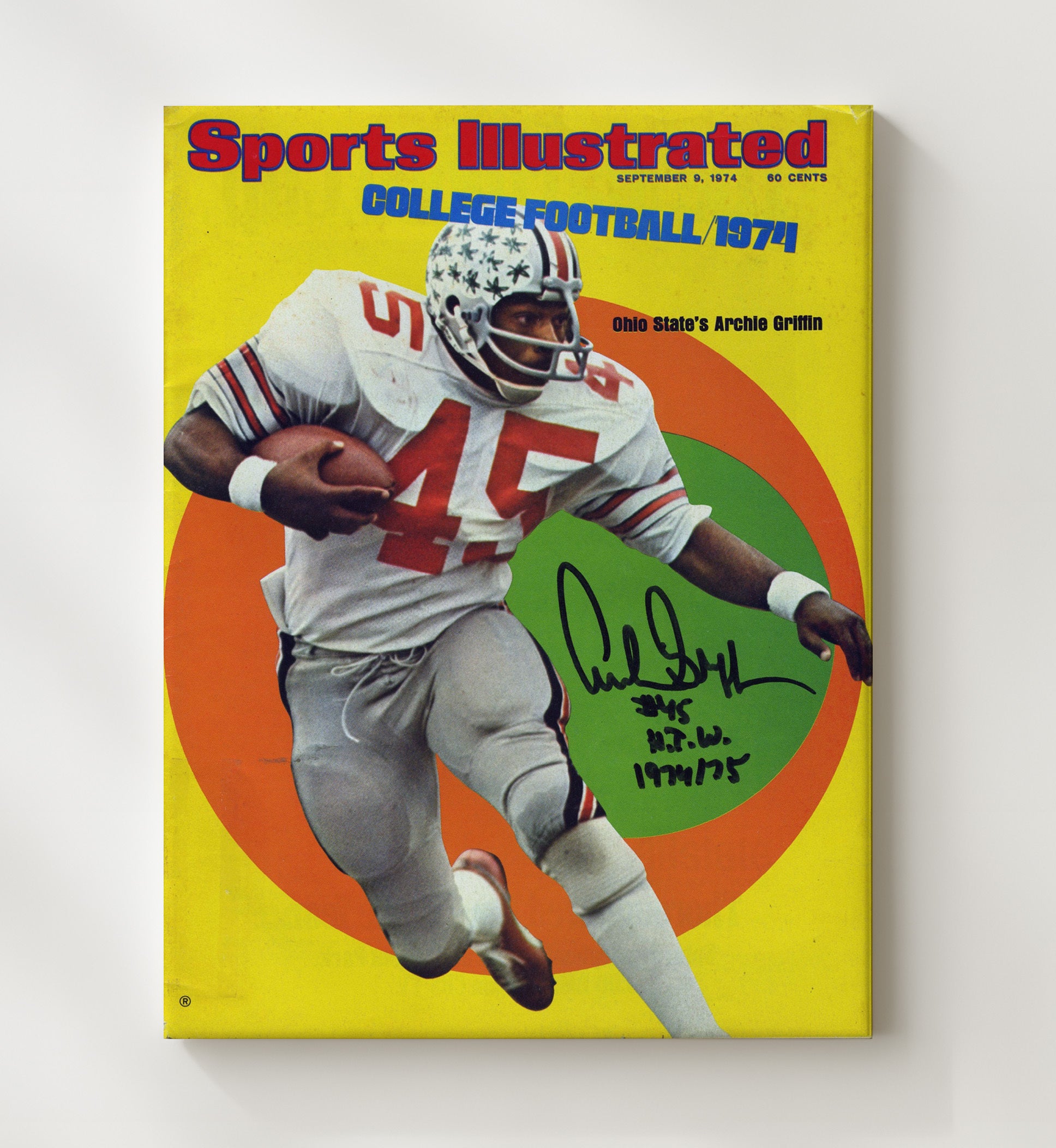 Ohio State Football Archie Griffin Heisman Run SI Cover 1974 College Football Wall Art 20x24 Canvas wall art print – College Football decor